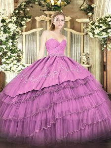  Ball Gowns Sweet 16 Quinceanera Dress Fuchsia Sweetheart Organza and Taffeta Sleeveless Floor Length Zipper