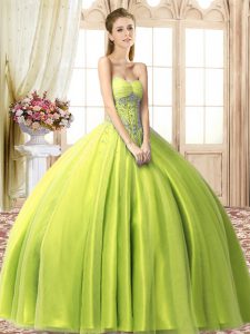 Dynamic Floor Length Ball Gowns Sleeveless Yellow Green Ball Gown Prom Dress Lace Up