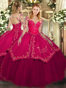  Long Sleeves Lace Up Floor Length Lace and Embroidery Quinceanera Dress