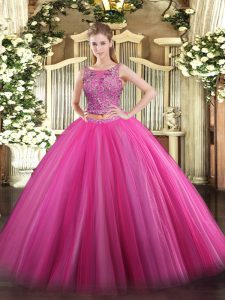 Romantic Sleeveless Lace Up Floor Length Beading Sweet 16 Dresses