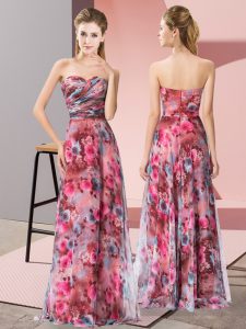 Multi-color Sweetheart Neckline Pattern Evening Dress Sleeveless Zipper