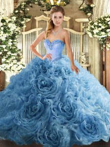  Aqua Blue Sweetheart Lace Up Beading Quinceanera Gowns Sleeveless
