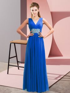  Blue Sleeveless Chiffon Lace Up Homecoming Dress for Prom and Party
