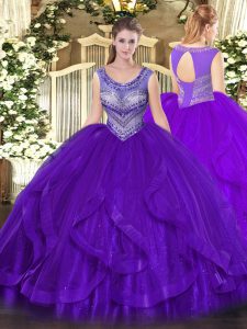Popular Sleeveless Lace Up Floor Length Beading and Ruffles Sweet 16 Dresses