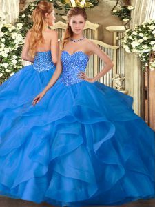 Discount Tulle Sleeveless Floor Length Quinceanera Dresses and Appliques and Ruffles