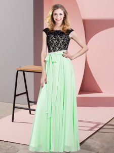 High Class Sleeveless Lace and Belt Lace Up Prom Evening Gown