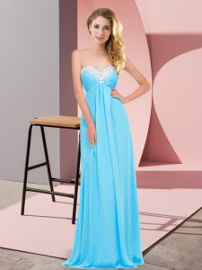 Adorable Floor Length Aqua Blue Homecoming Dress Sweetheart Sleeveless Lace Up
