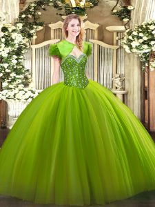  15 Quinceanera Dress Military Ball and Sweet 16 and Quinceanera with Beading Sweetheart Sleeveless Lace Up