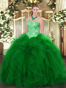  Sleeveless Appliques and Ruffles Lace Up Sweet 16 Dress