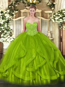 Attractive Quince Ball Gowns Military Ball and Sweet 16 and Quinceanera with Beading and Ruffles Sweetheart Sleeveless Lace Up