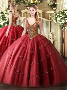 Beautiful Sleeveless Lace Up Floor Length Beading and Appliques Quinceanera Gowns