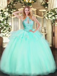 Amazing Sleeveless Lace Up Floor Length Beading Sweet 16 Dress