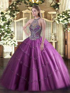 Spectacular Lilac Sleeveless Tulle Lace Up Sweet 16 Quinceanera Dress for Sweet 16 and Quinceanera