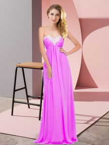  Chiffon Sweetheart Sleeveless Lace Up Ruching Prom Evening Gown in Lilac