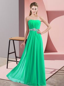 Fabulous Strapless Sleeveless Prom Party Dress Floor Length Beading Turquoise Chiffon