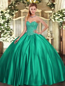  Turquoise Sweet 16 Quinceanera Dress Military Ball and Sweet 16 and Quinceanera with Beading Sweetheart Sleeveless Lace Up