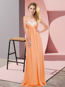 Amazing Sweetheart Sleeveless Lace Up Prom Evening Gown Orange Red Chiffon