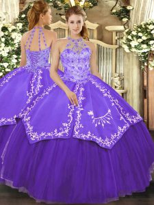 Latest Purple Lace Up Sweet 16 Quinceanera Dress Beading and Embroidery Sleeveless Floor Length