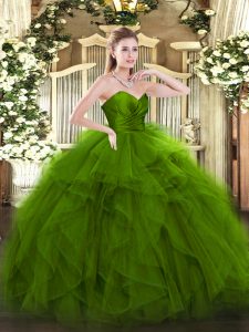 Artistic Green Sweetheart Zipper Ruffles Quinceanera Gowns Sleeveless