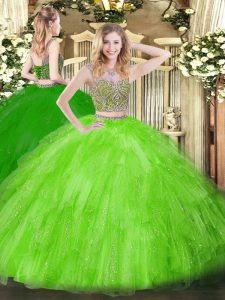 Free and Easy Sleeveless Beading and Ruffles Lace Up Sweet 16 Quinceanera Dress