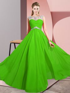  Green Prom and Party with Beading Scoop Sleeveless Clasp Handle