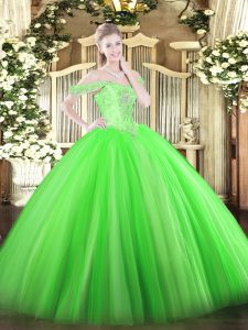 Modest Green Sleeveless Beading Floor Length 15th Birthday Dress