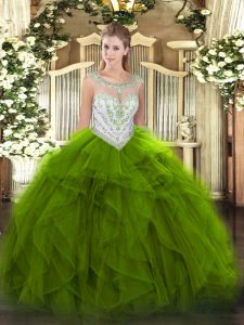 Perfect Floor Length Ball Gowns Sleeveless Green 15 Quinceanera Dress Zipper