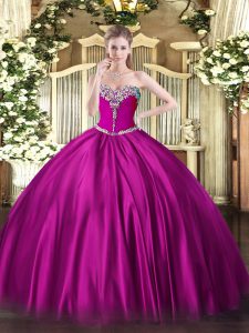 Glamorous Satin Sleeveless Floor Length Quince Ball Gowns and Beading