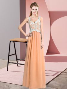 Graceful Chiffon Sleeveless Floor Length Evening Dress and Lace