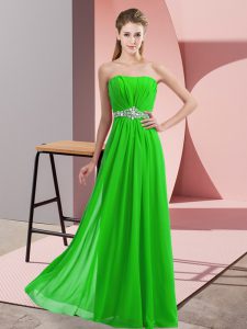 Charming Sleeveless Floor Length Beading Lace Up Prom Gown with Green