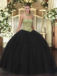 Fantastic Black Sweetheart Lace Up Beading Ball Gown Prom Dress Sleeveless