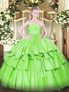 Gorgeous Ball Gowns Sweetheart Sleeveless Organza Floor Length Zipper Beading and Lace and Ruffled Layers Quinceanera Gown