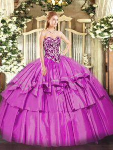Free and Easy Ball Gowns Quinceanera Gown Lilac Sweetheart Organza and Taffeta Sleeveless Floor Length Lace Up