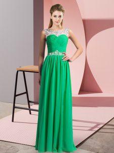 Elegant Floor Length Clasp Handle Prom Party Dress Green for Prom and Party with Beading