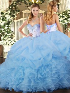 Fashionable Organza Sleeveless Quinceanera Dress and Beading and Ruffles and Pick Ups
