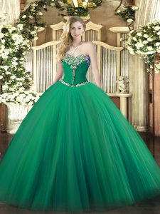 Sophisticated Turquoise Sleeveless Tulle Lace Up Quince Ball Gowns for Military Ball and Sweet 16 and Quinceanera