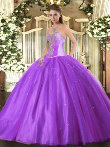  Floor Length Ball Gowns Sleeveless Lavender 15th Birthday Dress Lace Up