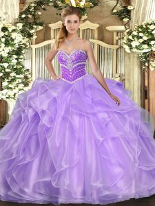Wonderful Organza Sleeveless Floor Length Quinceanera Dresses and Beading and Ruffles
