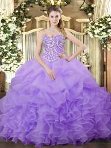  Sleeveless Lace Up Floor Length Beading and Ruffles and Pick Ups Sweet 16 Quinceanera Dress