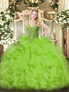 Hot Sale Floor Length Lace Up Quinceanera Dress for Military Ball and Quinceanera with Beading and Ruffles