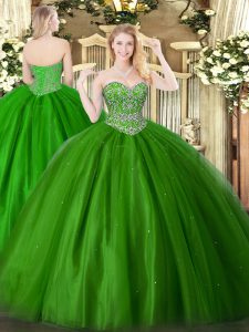  Floor Length Green Quinceanera Dresses Sweetheart Sleeveless Lace Up