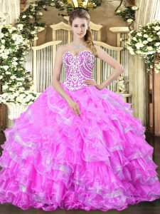  Sweetheart Sleeveless Lace Up Quinceanera Dresses Lilac Organza