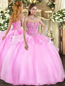 Custom Fit Lilac Sweetheart Neckline Embroidery Quinceanera Gown Sleeveless Lace Up
