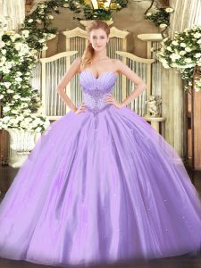  Floor Length Lavender Quinceanera Dress Sweetheart Sleeveless Lace Up