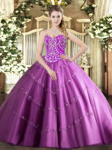 Edgy Sweetheart Sleeveless Lace Up Sweet 16 Dress Lilac Tulle
