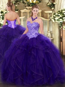 Captivating Floor Length Ball Gowns Sleeveless Purple Sweet 16 Dresses Lace Up