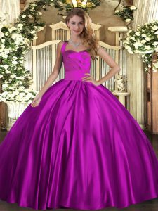  Fuchsia Sweet 16 Quinceanera Dress Military Ball and Sweet 16 and Quinceanera with Ruching Halter Top Sleeveless Lace Up
