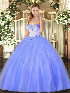 Stunning Blue Quinceanera Dresses Military Ball and Sweet 16 and Quinceanera with Beading Sweetheart Sleeveless Lace Up
