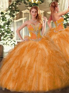 Best Selling Organza Sleeveless Quince Ball Gowns and Beading and Ruffles