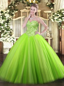 Fancy Sweetheart Neckline Appliques Quinceanera Gown Sleeveless Lace Up